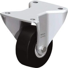 Blickle - 4" Diam x 1-17/32" Wide x 6-1/2" OAH Top Plate Mount Rigid Caster - Solid Rubber, 594 Lb Capacity, Ball Bearing, 5-1/2 x 4-3/8" Plate - All Tool & Supply