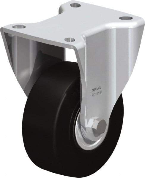 Blickle - 4" Diam x 1-37/64" Wide x 5-1/2" OAH Top Plate Mount Rigid Caster - Solid Rubber, 594 Lb Capacity, Ball Bearing, 3-15/16 x 3-3/8" Plate - All Tool & Supply