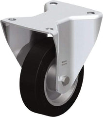 Blickle - 5" Diam x 1-37/64" Wide x 6-1/2" OAH Top Plate Mount Rigid Caster - Solid Rubber, 550 Lb Capacity, Ball Bearing, 5-1/2 x 4-3/8" Plate - All Tool & Supply