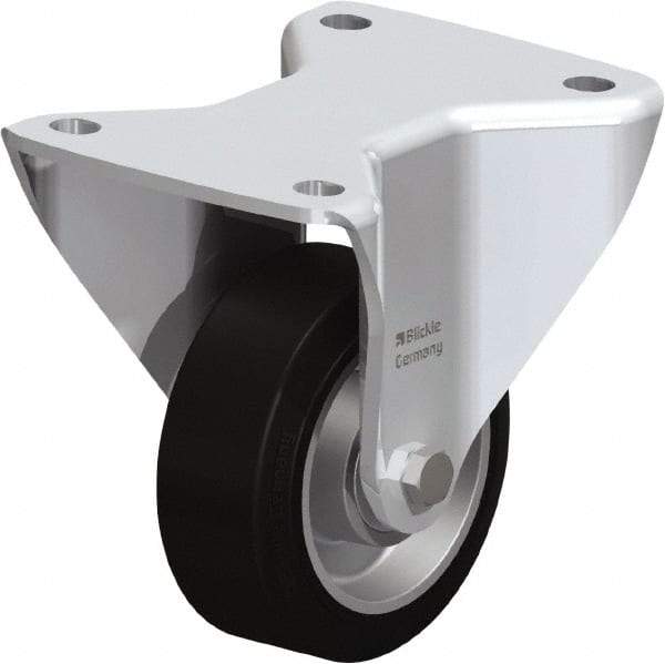 Blickle - 5" Diam x 1-37/64" Wide x 5-1/2" OAH Top Plate Mount Rigid Caster - Solid Rubber, 440 Lb Capacity, Ball Bearing, 5-1/2 x 4-3/8" Plate - All Tool & Supply