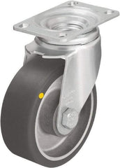 Blickle - 5" Diam x 1-9/16" Wide x 6-1/8" OAH Top Plate Mount Swivel Caster - Polyurethane-Elastomer Blickle Softhane, 400 Lb Capacity, Ball Bearing, 3-5/8 x 2-1/2" Plate - All Tool & Supply