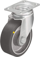 Blickle - 4" Diam x 1-9/16" Wide x 5-1/8" OAH Top Plate Mount Swivel Caster - Polyurethane-Elastomer Blickle Softhane, 400 Lb Capacity, Ball Bearing, 3-5/8 x 2-1/2" Plate - All Tool & Supply