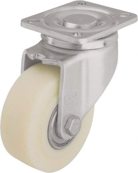 Blickle - 4" Diam x 1-37/64" Wide x 5-33/64" OAH Top Plate Mount Swivel Caster - Impact-Resistant Cast Nylon, 1,540 Lb Capacity, Ball Bearing, 3-15/16 x 3-3/8" Plate - All Tool & Supply