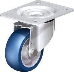 Blickle - 4" Diam x 1-37/64" Wide x 5-7/64" OAH Top Plate Mount Swivel Caster - Polyurethane-Elastomer Blickle Besthane, 660 Lb Capacity, Ball Bearing, 5-1/2 x 4-3/8" Plate - All Tool & Supply