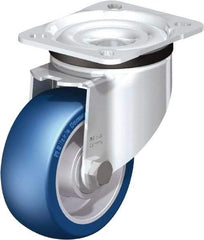 Blickle - 4" Diam x 1-37/64" Wide x 5-7/64" OAH Top Plate Mount Swivel Caster - Polyurethane-Elastomer Blickle Besthane, 660 Lb Capacity, Ball Bearing, 3-15/16 x 3-3/8" Plate - All Tool & Supply