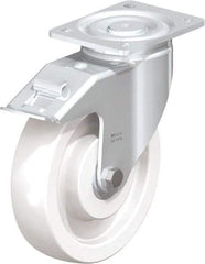 Blickle - 6-1/2" Diam x 1-31/32" Wide x 7-3/4" OAH Top Plate Mount Swivel Caster - Impact-Resistant Nylon, 1,870 Lb Capacity, Plain Bore Bearing, 5-1/2 x 4-3/8" Plate - All Tool & Supply