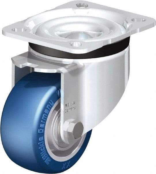 Blickle - 3" Diam x 1-37/64" Wide x 4-21/64" OAH Top Plate Mount Swivel Caster - Polyurethane-Elastomer Blickle Besthane, 506 Lb Capacity, Ball Bearing, 3-15/16 x 3-3/8" Plate - All Tool & Supply