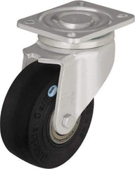 Blickle - 4" Diam x 1-49/64" Wide x 5-33/64" OAH Top Plate Mount Swivel Caster - Solid Rubber, 594 Lb Capacity, Ball Bearing, 3-15/16 x 3-3/8" Plate - All Tool & Supply