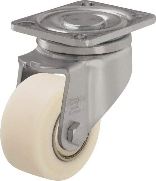 Blickle - 3" Diam x 1-37/64" Wide x 4-23/32" OAH Top Plate Mount Swivel Caster - Impact-Resistant Cast Nylon, 1,540 Lb Capacity, Ball Bearing, 3-15/16 x 3-3/8" Plate - All Tool & Supply