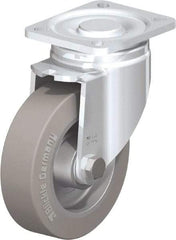 Blickle - 5" Diam x 1-9/16" Wide x 6-1/2" OAH Top Plate Mount Swivel Caster - Solid Rubber, 550 Lb Capacity, Ball Bearing, 3-15/16 x 3-3/8" Plate - All Tool & Supply