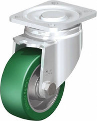 Blickle - 4" Diam x 1-9/16" Wide x 5-33/64" OAH Top Plate Mount Swivel Caster - Polyurethane-Elastomer Blickle Softhane, 660 Lb Capacity, Ball Bearing, 3-15/16 x 3-3/8" Plate - All Tool & Supply