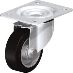 Blickle - 4" Diam x 1-37/64" Wide x 5-7/64" OAH Top Plate Mount Swivel Caster - Solid Rubber, 440 Lb Capacity, Ball Bearing, 5-1/2 x 4-3/8" Plate - All Tool & Supply