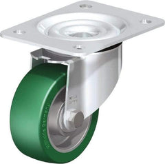 Blickle - 4" Diam x 1-37/64" Wide x 5-7/64" OAH Top Plate Mount Swivel Caster - Polyurethane-Elastomer Blickle Softhane, 660 Lb Capacity, Ball Bearing, 5-1/2 x 4-3/8" Plate - All Tool & Supply