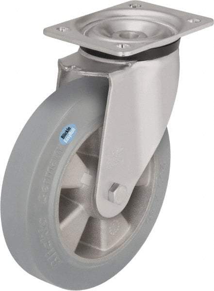 Blickle - 5" Diam x 1-31/32" Wide x 6-11/16" OAH Top Plate Mount Swivel Caster - Solid Rubber, 594 Lb Capacity, Ball Bearing, 5-1/2 x 4-3/8" Plate - All Tool & Supply