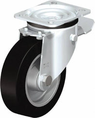 Blickle - 5" Diam x 1-37/64" Wide x 6-7/64" OAH Top Plate Mount Swivel Caster with Brake - Solid Rubber, 550 Lb Capacity, Ball Bearing, 3-15/16 x 3-3/8" Plate - All Tool & Supply