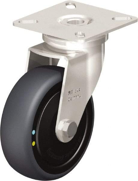 Blickle - 3" Diam x 63/64" Wide x 3-15/16" OAH Top Plate Mount Swivel Caster - Thermoplastic Rubber Elastomer (TPE), 110 Lb Capacity, Ball Bearing, 2-3/8 x 2-3/8" Plate - All Tool & Supply