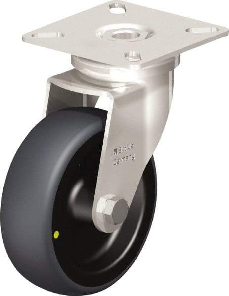 Blickle - 3" Diam x 63/64" Wide x 3-15/16" OAH Top Plate Mount Swivel Caster - Thermoplastic Rubber Elastomer (TPE), 110 Lb Capacity, Plain Bore Bearing, 2-3/8 x 2-3/8" Plate - All Tool & Supply