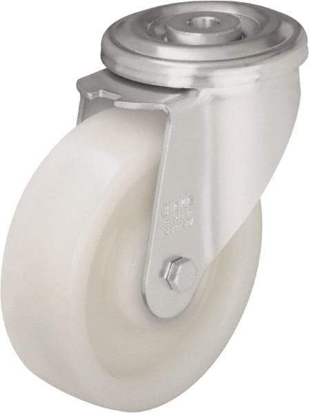 Blickle - 5" Diam x 1-37/64" Wide x 6-7/64" OAH Hollow Kingpin Mount Swivel Caster - Impact-Resistant Nylon, 770 Lb Capacity, Plain Bore Bearing, Hollow Kingpin Stem - All Tool & Supply