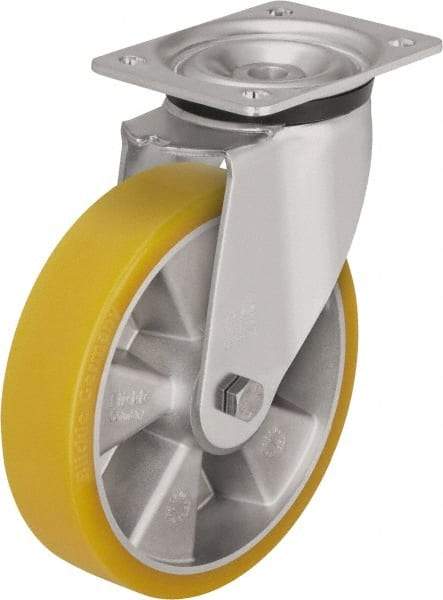 Blickle - 5" Diam x 2-1/8" Wide x 6-11/16" OAH Top Plate Mount Swivel Caster - Polyurethane-Elastomer Blickle Extrathane, 990 Lb Capacity, Ball Bearing, 5-1/2 x 4-3/8" Plate - All Tool & Supply