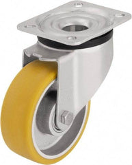 Blickle - 4" Diam x 1-9/16" Wide x 5-7/64" OAH Top Plate Mount Swivel Caster - Polyurethane-Elastomer Blickle Extrathane, 550 Lb Capacity, Ball Bearing, 3-15/16 x 3-3/8" Plate - All Tool & Supply