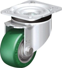 Blickle - 3" Diam x 1-9/16" Wide x 4-21/64" OAH Top Plate Mount Swivel Caster - Polyurethane-Elastomer Blickle Softhane, 506 Lb Capacity, Ball Bearing, 3-15/16 x 3-3/8" Plate - All Tool & Supply