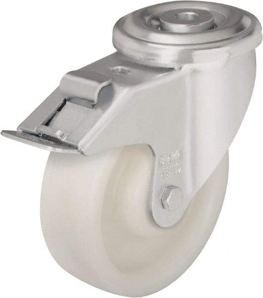 Blickle - 3" Diam x 1-1/4" Wide x 4-1/4" OAH Hollow Kingpin Mount Swivel Caster with Brake - Impact-Resistant Nylon, 660 Lb Capacity, Ball Bearing, Hollow Kingpin Stem - All Tool & Supply