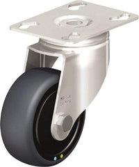 Blickle - 3" Diam x 1-1/4" Wide x 4-3/8" OAH Top Plate Mount Swivel Caster - Thermoplastic Rubber Elastomer (TPE), 143 Lb Capacity, Ball Bearing, 3-9/16 x 2-5/8" Plate - All Tool & Supply