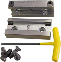 CarveSmart - 3/4" Jaw Width, 1.685" Jaw Height, 3/4" Jaw Thickness, Quick Change Jaw System Vise Jaw Sets - Steel, Bolt-On, 2 Jaws, Semi-Hard Jaws - All Tool & Supply