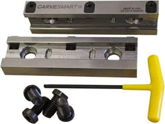 CarveSmart - 3/4" Jaw Width, 1.685" Jaw Height, 3/4" Jaw Thickness, Quick Change Jaw System Vise Jaw Sets - Steel, Bolt-On, 2 Jaws, Semi-Hard Jaws - All Tool & Supply