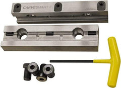 CarveSmart - 1" Jaw Width, 1.99" Jaw Height, 1" Jaw Thickness, Quick Change Jaw System Vise Jaw Sets - Steel, Bolt-On, 2 Jaws, Semi-Hard Jaws - All Tool & Supply