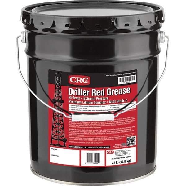 CRC - 35 Lb Pail Lithium Extreme Pressure Grease - Red, Extreme Pressure & High Temperature, 400°F Max Temp, NLGIG 2, - All Tool & Supply