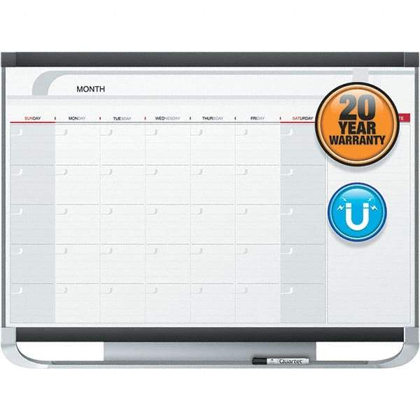 Quartet - 24" High x 36" Wide Magnetic Dry Erase Calendar - Fiberboard/Plastic Frame, Includes Dry-Erase Marker & Mounting Kit - All Tool & Supply