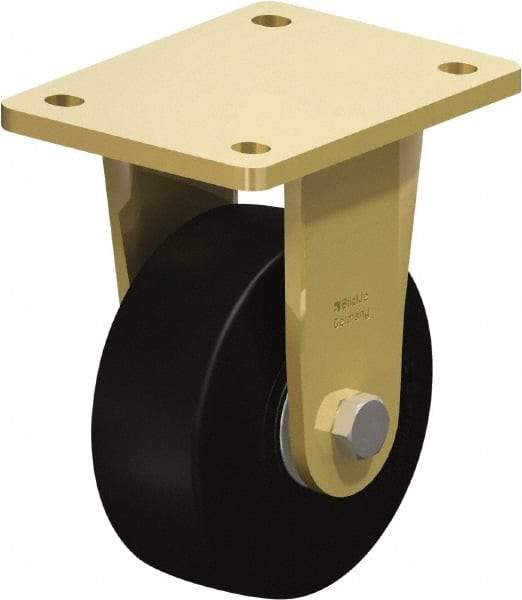 Blickle - 5" Diam x 1-31/32" Wide x 6-11/16" OAH Top Plate Mount Rigid Caster - Solid Rubber, 704 Lb Capacity, Ball Bearing, 5-1/2 x 4-3/8" Plate - All Tool & Supply