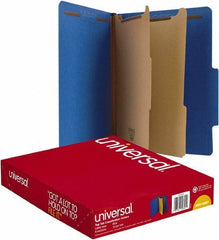 UNIVERSAL - 8-1/2 x 11", Letter Size, Cobalt Blue, Classification Folders with Top Tab Fastener - 25 Point Stock, Right of Center Tab Cut Location - All Tool & Supply