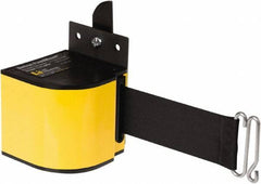 Lavi Industries - 3-1/2" High x 3-1/4" Long x 3-1/4" Wide Retractable Barrier Belt - Aluminum, Powdercoat Finish, Yellow, Use with Upright - All Tool & Supply