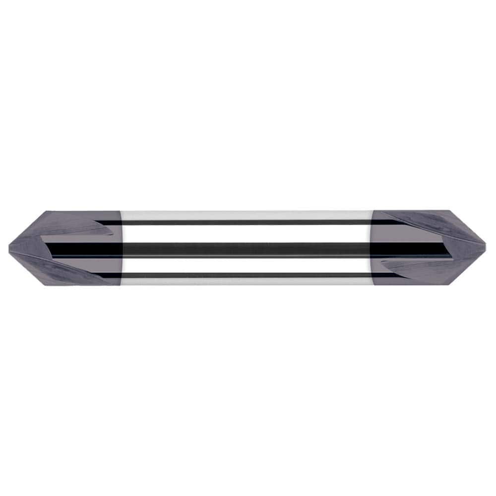 Harvey Tool - 1/8" Diam 90°/90° 4-Flute Single End Solid Carbide Chamfer Mill - Exact Industrial Supply