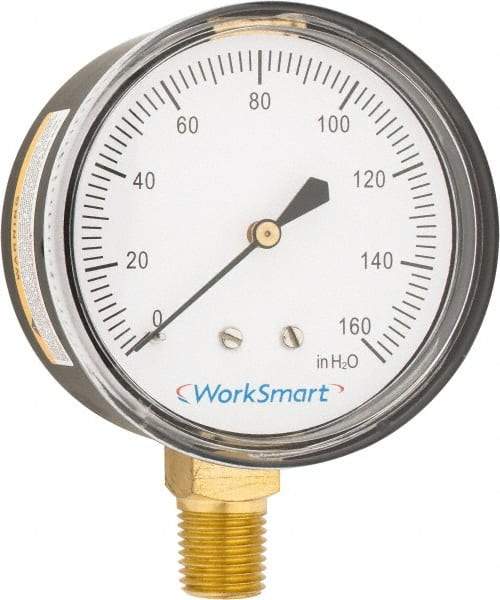 Value Collection - 2-1/2" Dial, 1/4 Thread, 0-160 Scale Range, Pressure Gauge - Lower Connection Mount, Accurate to 1.5% of Scale - All Tool & Supply