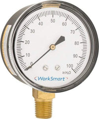 Value Collection - 2-1/2" Dial, 1/4 Thread, 0-100 Scale Range, Pressure Gauge - Lower Connection Mount, Accurate to 1.5% of Scale - All Tool & Supply