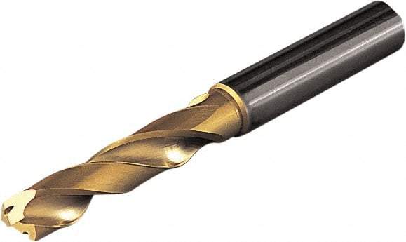 Seco - 9mm 140° Spiral Flute Solid Carbide Screw Machine Drill Bit - Multilayer TiAlN Finish, Right Hand Cut, 47mm Flute Length, 89mm OAL, Straight Shank, Through Coolant - All Tool & Supply