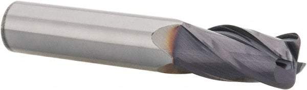 Niagara Cutter - 1/2", 4 Flute, Single End, Solid Carbide, 0.09" Corner Radius End Mill - 3" OAL, 30° Helix, Right Hand Flute, 1" LOC, Right Hand Cut - All Tool & Supply