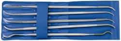 PFERD - 5 Piece Diamond Pattern File Set - 6" Long, Medium Coarseness, Set Includes Crossing Oval, Square, Three Square, Round, Hand Flat - All Tool & Supply