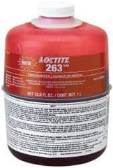 Loctite - 1,000 mL Bottle, Red, High Strength Liquid Threadlocker - Series 263, 24 Hour Full Cure Time, Hand Tool, Heat Removal - All Tool & Supply