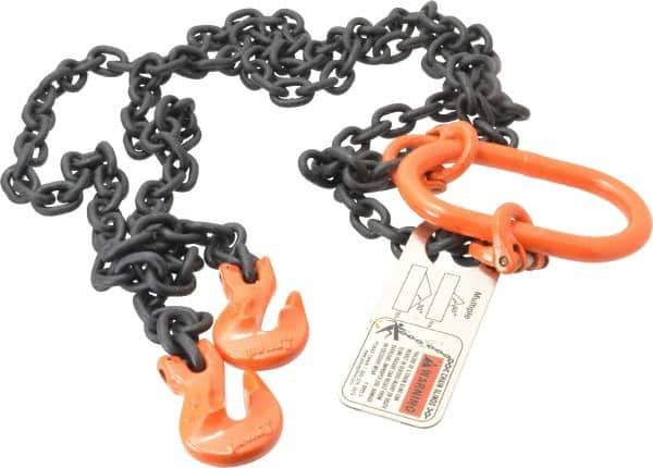 Pewag - 5' Long, 3,600 Lb Basket Capacity, 3,600 Lb Vertical Capacity, Alloy Steel Web Sling - DOG Chain Sling, 7/32" Diam Chain, Silver (Color), with Grab Hook & Master Link - All Tool & Supply