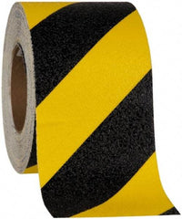 NMC - Black & Yellow Striped Anti-Slip Vinyl Tape - 6" Wide x 60' Long x 0.02" Thick, General Traffic - All Tool & Supply