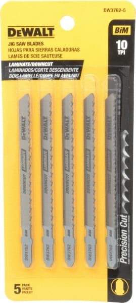 DeWALT - 4" Long, 10 Teeth per Inch, Cobalt Jig Saw Blade - Toothed Edge, 1/4" Wide x 0.06" Thick, T-Shank - All Tool & Supply