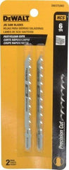 DeWALT - 4" Long, 6 Teeth per Inch, High Carbon Steel Jig Saw Blade - Toothed Edge, 1/4" Wide x 0.06" Thick, T-Shank - All Tool & Supply