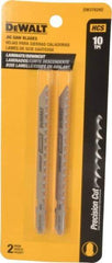 DeWALT - 4" Long, 10 Teeth per Inch, High Carbon Steel Jig Saw Blade - Toothed Edge, 1/4" Wide x 0.06" Thick, T-Shank - All Tool & Supply