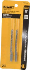 DeWALT - 3" Long, 12 Teeth per Inch, High Carbon Steel Jig Saw Blade - Toothed Edge, 1/4" Wide x 0.06" Thick, T-Shank - All Tool & Supply