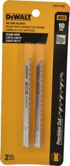 DeWALT - 4" Long, 10 Teeth per Inch, High Carbon Steel Jig Saw Blade - Toothed Edge, 1/4" Wide x 0.06" Thick, U-Shank - All Tool & Supply