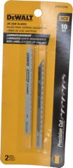 DeWALT - 4" Long, 10 Teeth per Inch, High Carbon Steel Jig Saw Blade - Toothed Edge, 1/4" Wide x 0.06" Thick, U-Shank - All Tool & Supply